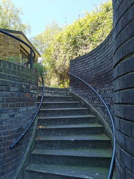 An image of the steps up to the St Pancras Coroner's Court
